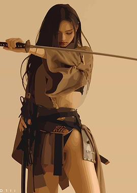 Beautiful Samurai Woman with Katana