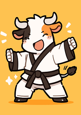 Cute Cow in Karate Gi
