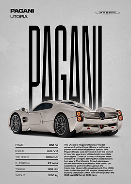 Pagani Utopia Car Poster