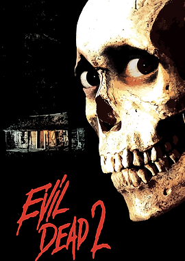 Evil Dead 2 Skull and Cabin Poster