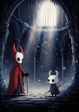 Hornet and Knight in Hallownest from Hollow Knight