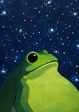 Frog Looking at Starry Night Sky