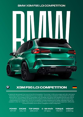BMW X5M F95 LCI Competition Car Poster