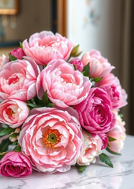 Bouquet of Pink Peonies