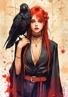 Gothic Vampire with Raven