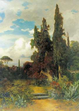 Italian Garden Landscape Painting