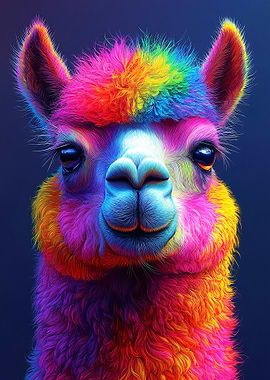 Rainbow Llama Portrait