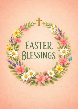 Easter Blessings Floral Wreath