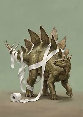 Stegosaurus Wrapped in Toilet Paper