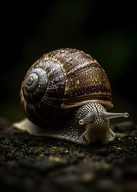 Snail with Water Droplets