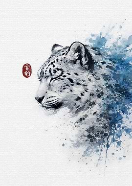 Snow Leopard Watercolor Art
