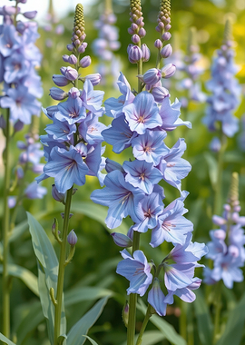 Blue Delphinium Flowers in Bloom
