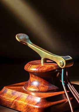 Brass Lever on Wooden Base