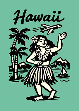 Hawaii Hula Travel Poster