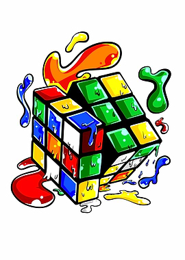 Melting Rubik's Cube with Splashes