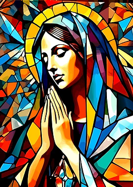 Stained Glass Virgin Mary Praying
