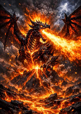 Fiery Dragon Breathing Fire
