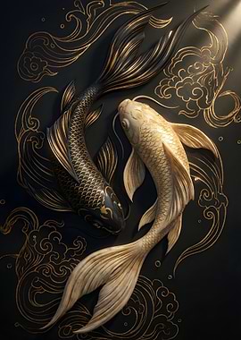 Yin Yang Koi Fish Art