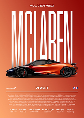 McLaren 765LT Car Poster