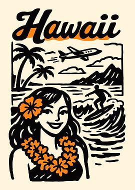 Hawaii Surf Travel Poster