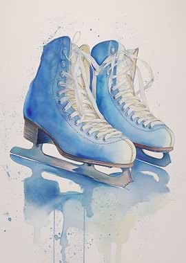 Blue Ice Skates with Water Splashes