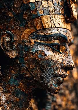 Ancient Egyptian pharaoh gold mosaic