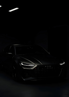 Matte Black Audi RS7 in Dark Studio