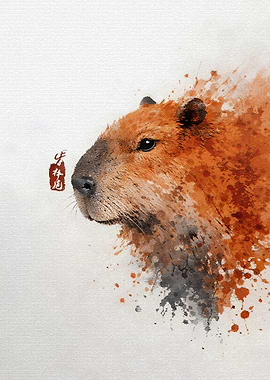 Watercolor Capybara Portrait