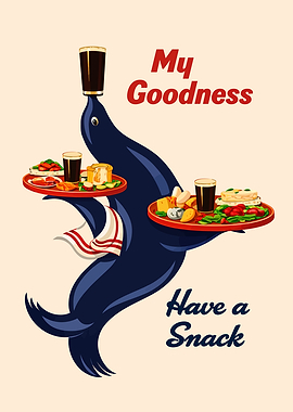 Seal serving food and drinks