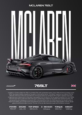 McLaren 765LT Car Poster