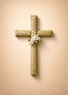 Woven Cross with Flowers