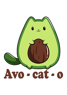 Cute Avocado Cat with Seed