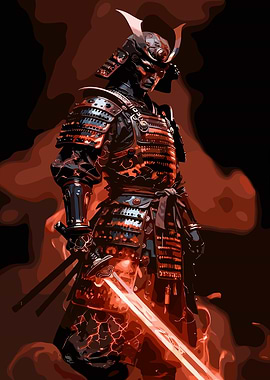 Samurai Warrior with Glowing Sword