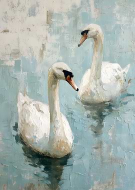 Two Swans on Water