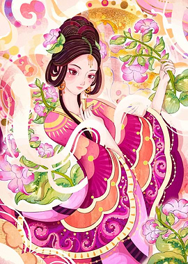 Elegant Woman with Flowers