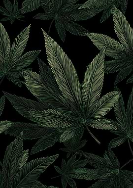 Green Marijuana Leaves Pattern