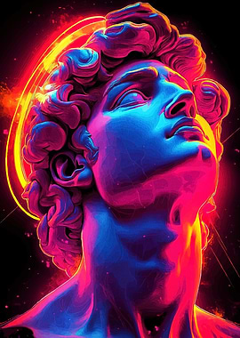 Neon David Sculpture