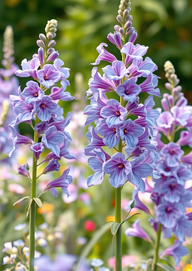 Purple and Blue Flowers in Garden