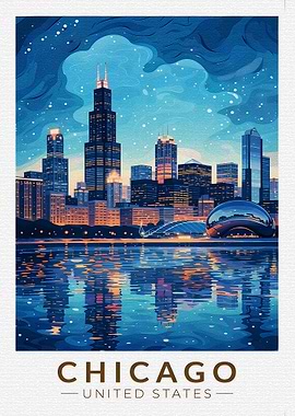 Chicago Skyline at Night