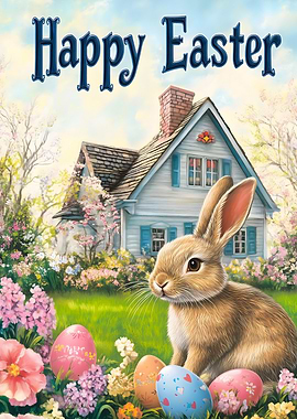 Happy Easter Bunny Painting