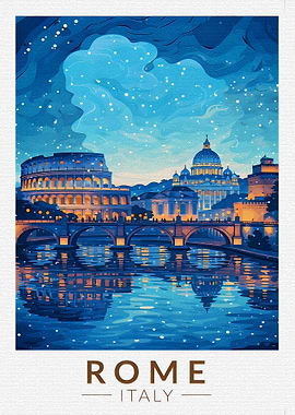 Rome Cityscape at Night