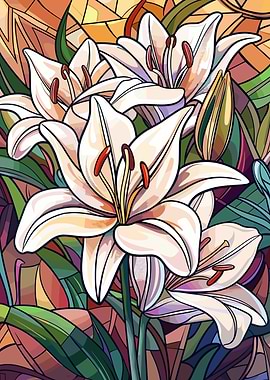 Stained Glass Lilies