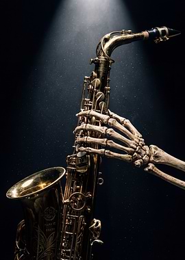 Skeleton Playing Saxophone