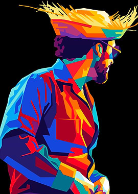 Colorful WPAP Portrait of a Bad Bunny