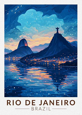 Rio de Janeiro Cityscape at Night
