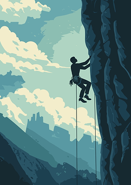 Silhouette of a climber on a mountain