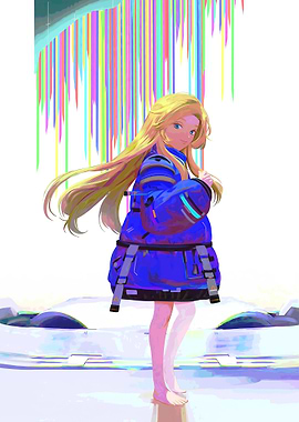 Anime Girl in Blue Jacket