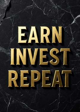 Earn Invest Repeat Gold Text