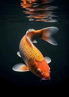 Orange Koi Fish Underwater