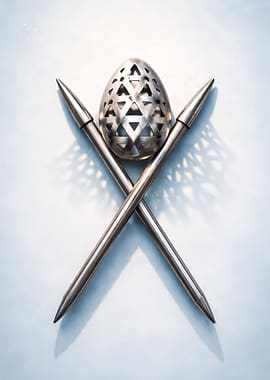 Ornate Egg and Crossed Pencils